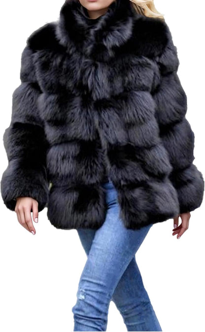 Women'S Winter Faux Fur Coat Fluffy Jacket