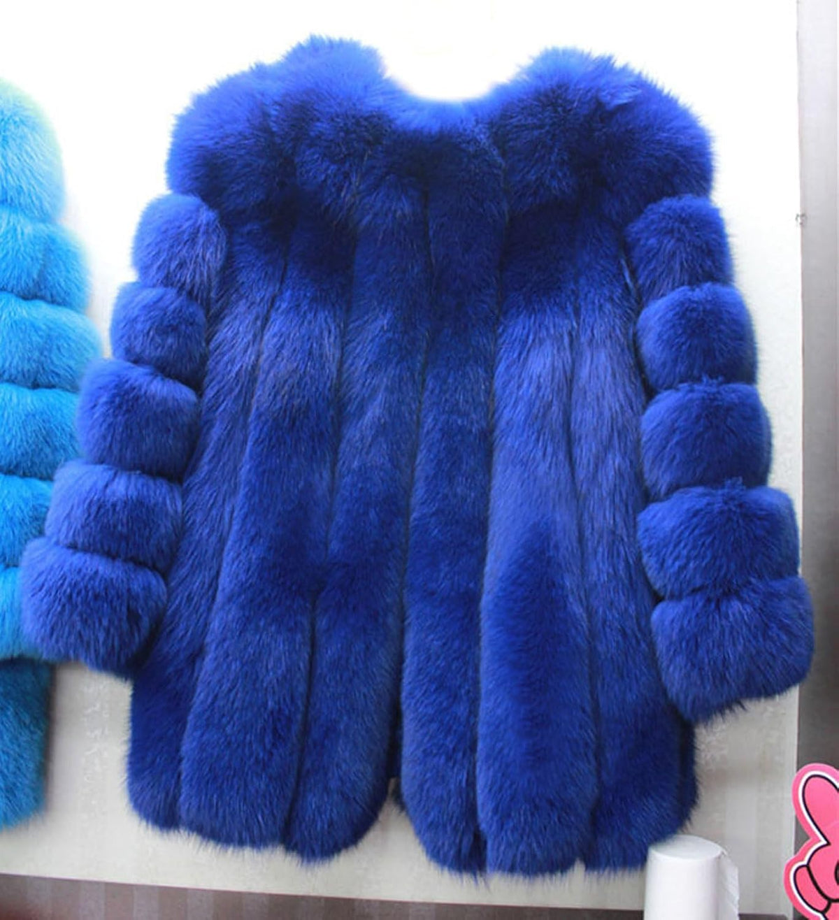 Women Elegant Fuzzy Long Faux Fur Coat Puffer Jacket Collarless Parka Winter Zip up Teddy Coat Overcoat