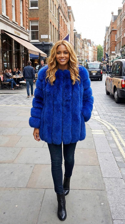 Women Elegant Fuzzy Long Faux Fur Coat Puffer Jacket Collarless Parka Winter Zip up Teddy Coat Overcoat